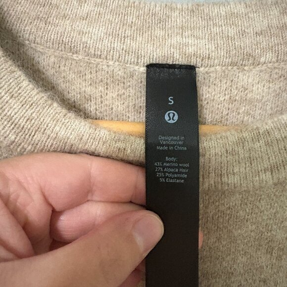 Lululemon Alpaca Merino Wool Blend Crewneck Sweater Small Heathered White Opal - Picture 5 of 9